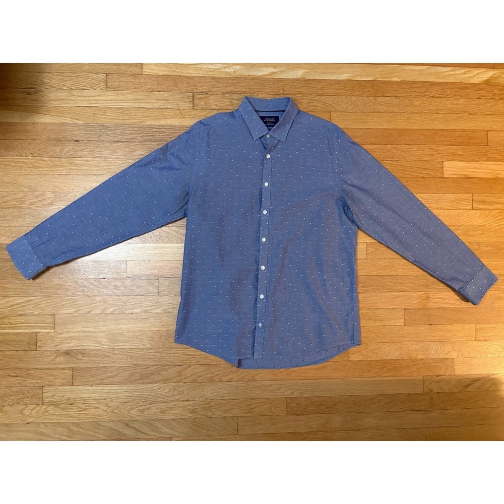 Charles Tyrwhitt Extra Slim Fit Blue Dobby Dot Shirt Large